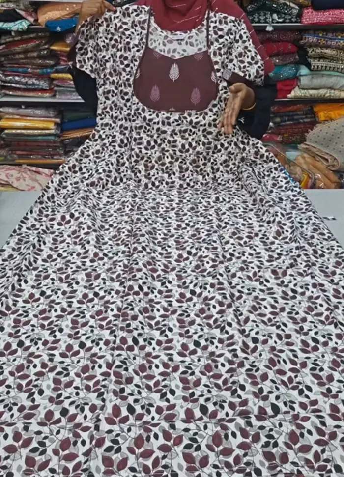 Premium Cotton Frock  Nighty with Adjustable Rope & Side Pocket | NT3360